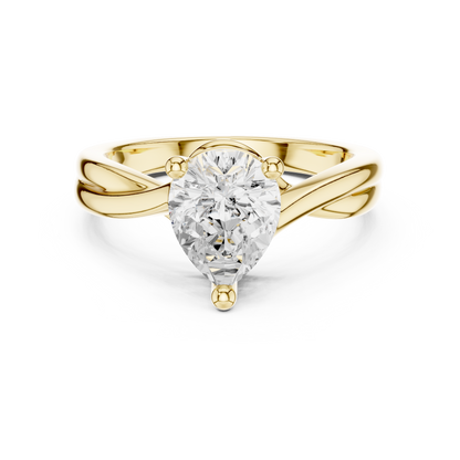 Pear Cut Twisted Solitaire Engagement Ring 2 CTW