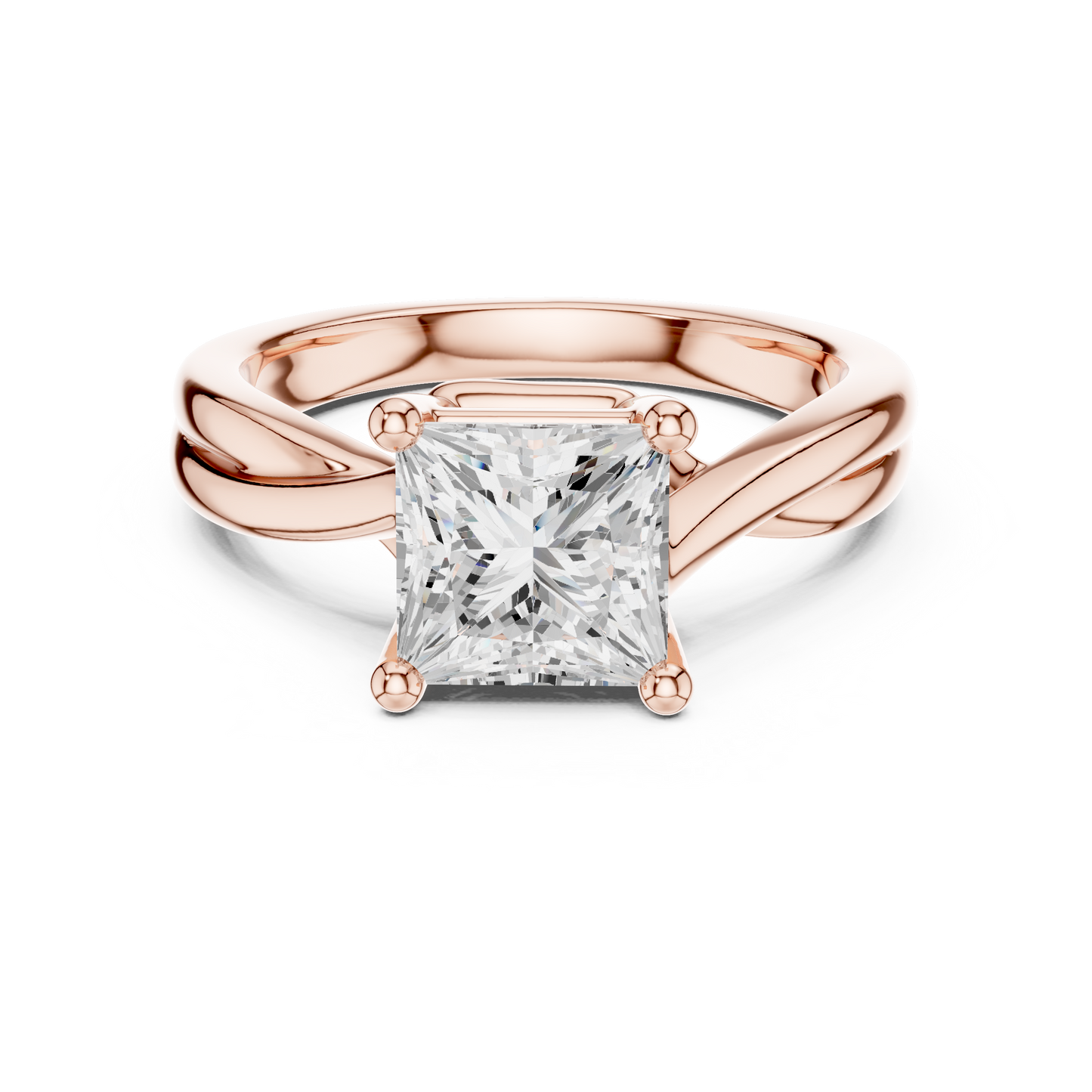 Princess Cut Twisted Solitaire Engagement Ring 2 CTW