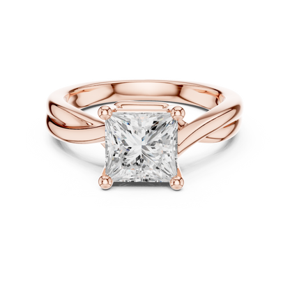 Princess Cut Twisted Solitaire Engagement Ring 2 CTW