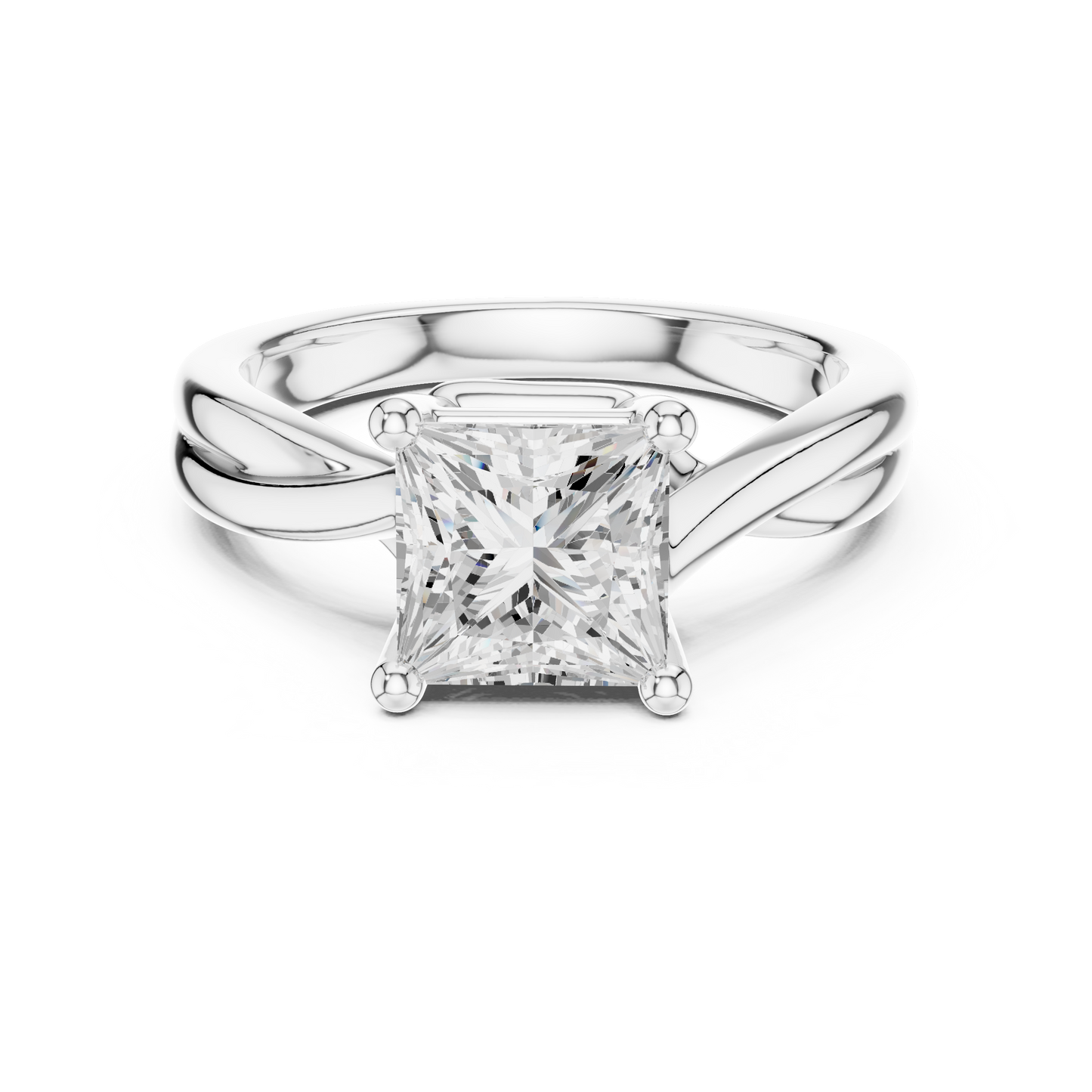 Princess Cut Twisted Solitaire Engagement Ring 2 CTW