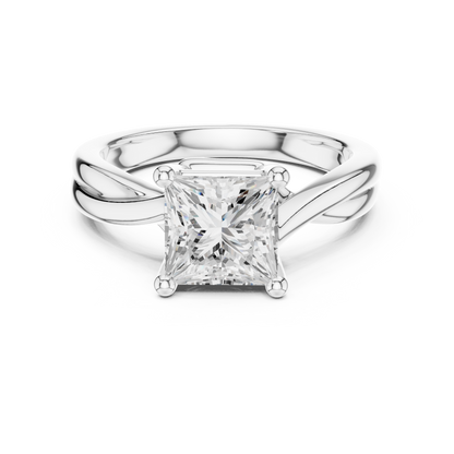 Princess Cut Twisted Solitaire Engagement Ring 2 CTW