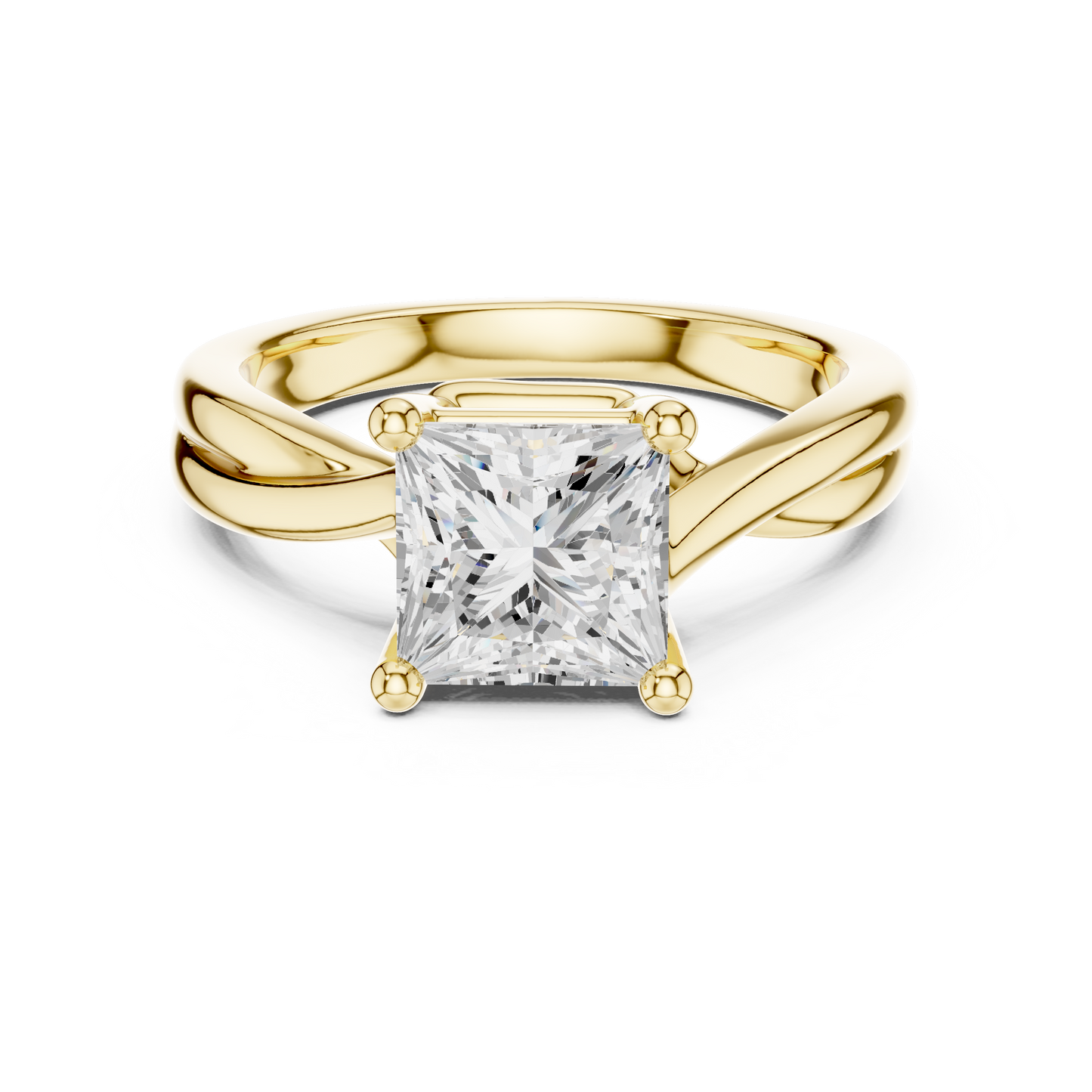 Princess Cut Twisted Solitaire Engagement Ring 2 CTW