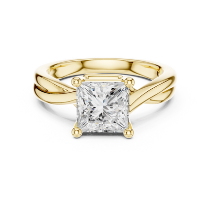 Princess Cut Twisted Solitaire Engagement Ring 2 CTW
