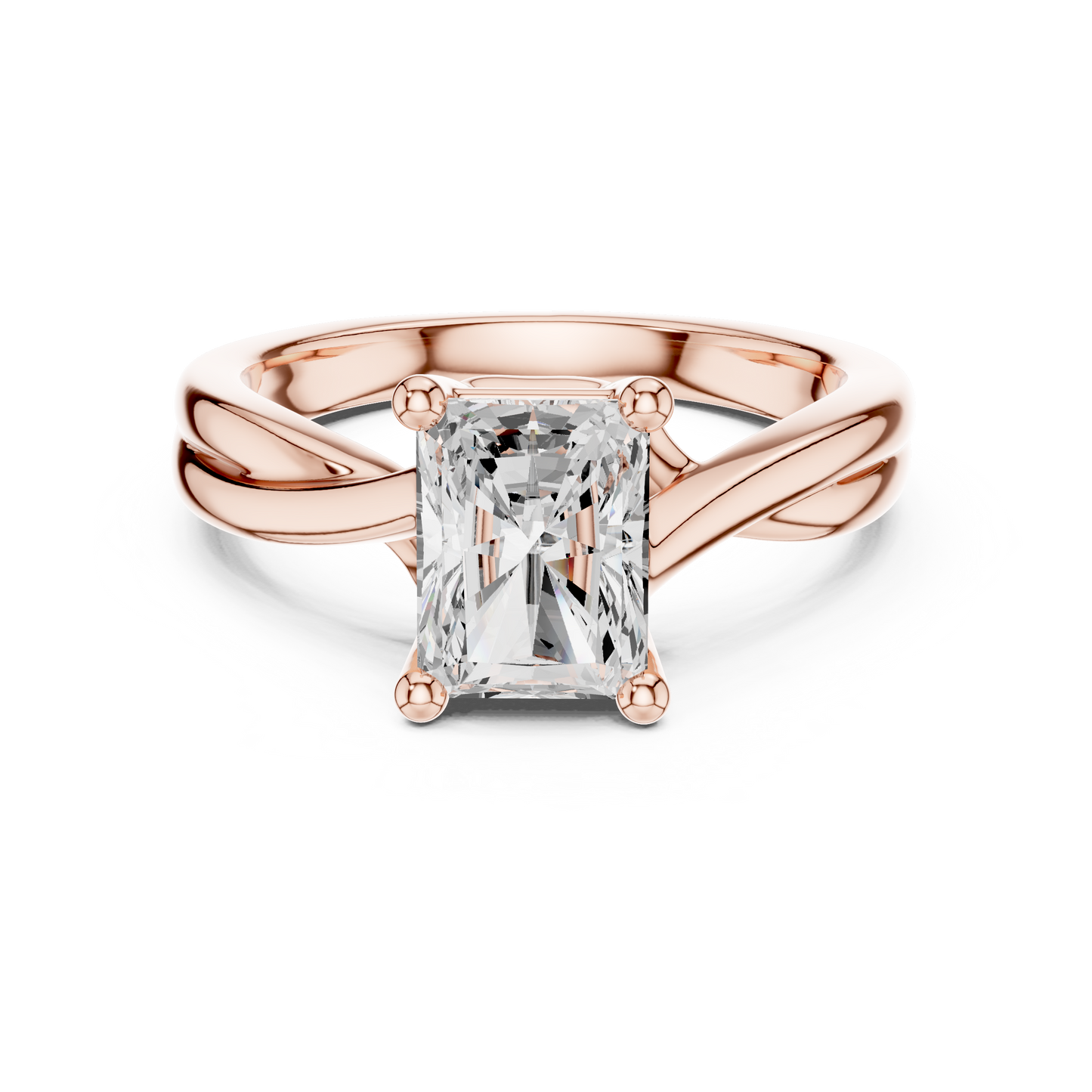 Radiant Cut Twisted Solitaire Engagement Ring 2 CTW