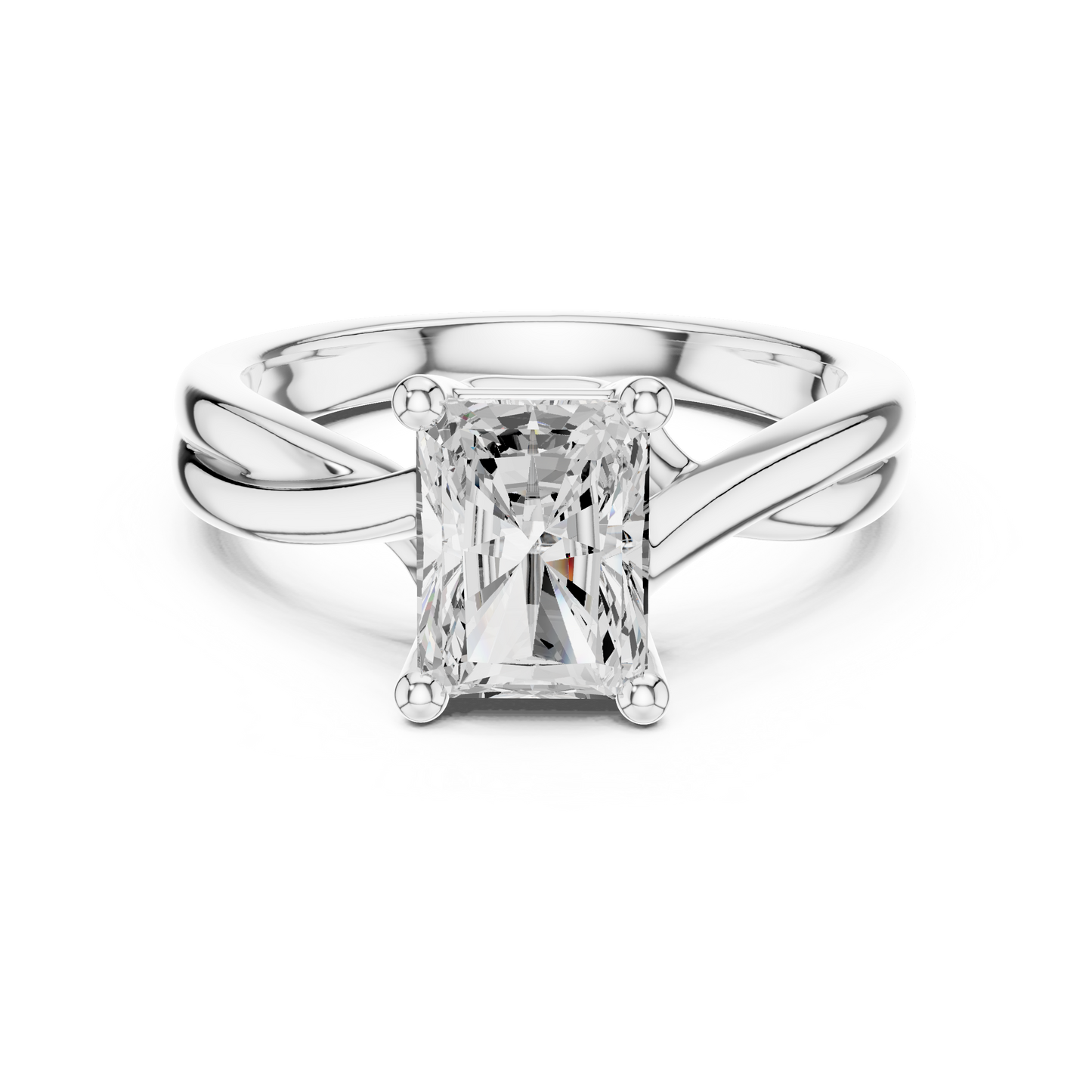 Radiant Cut Twisted Solitaire Engagement Ring 2 CTW