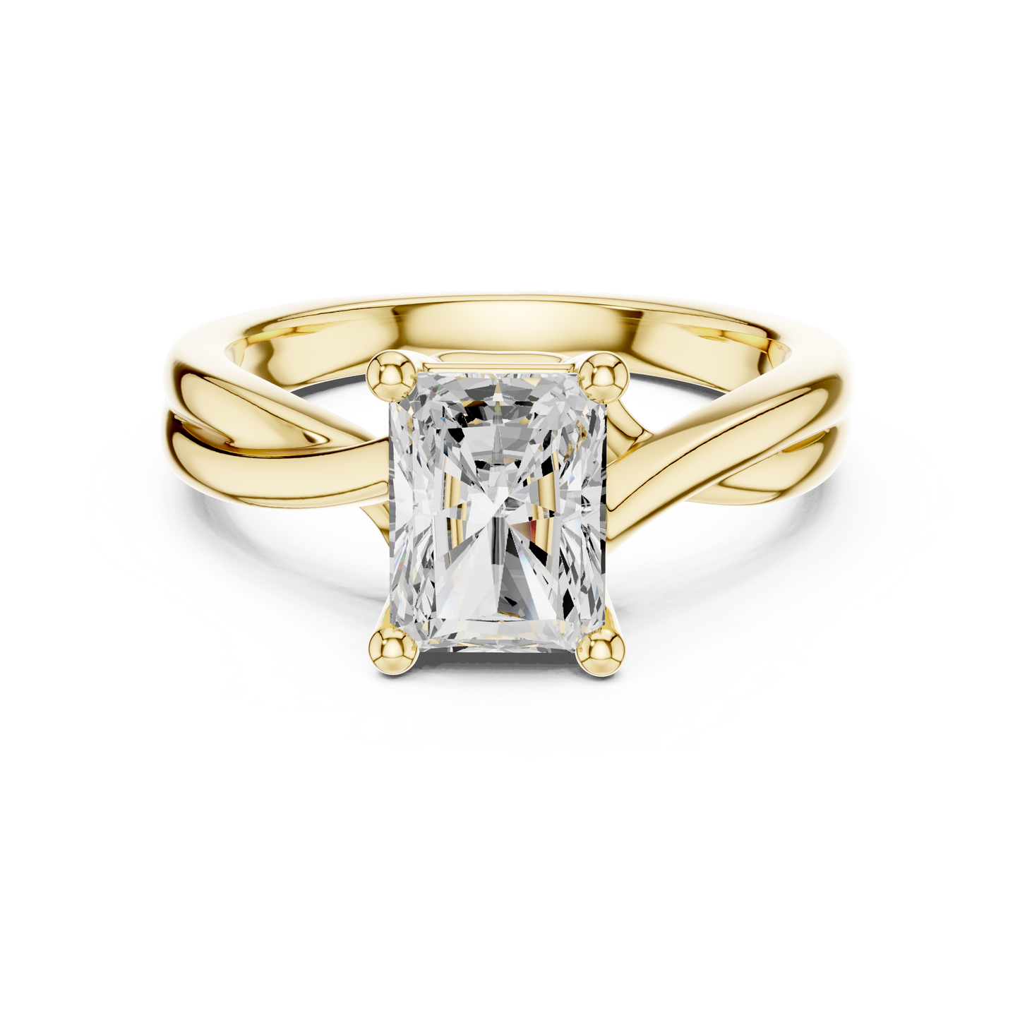 Radiant Cut Twisted Solitaire Engagement Ring 2 CTW