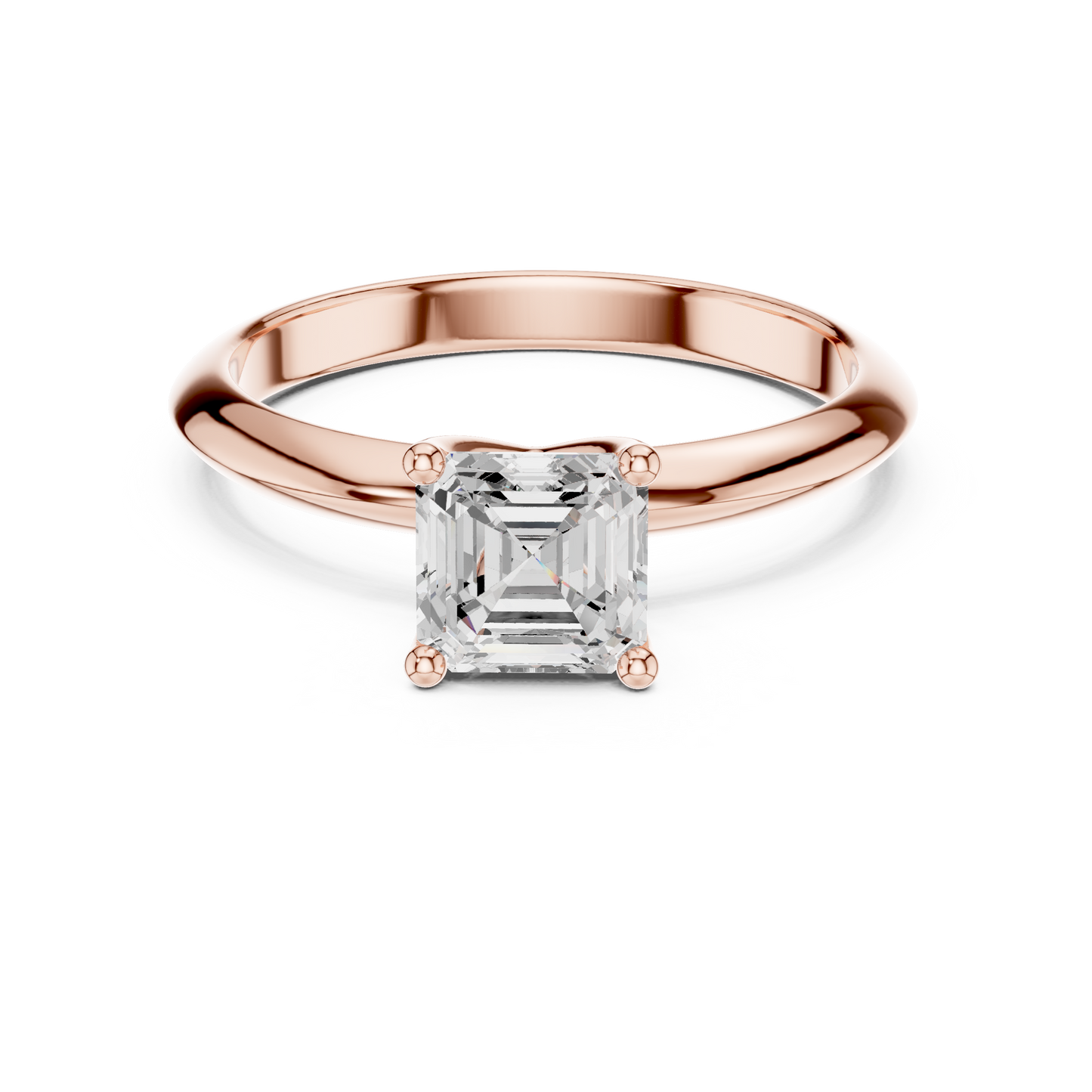 Asscher Cut Classic Solitaire Engagement Ring 1 CTW