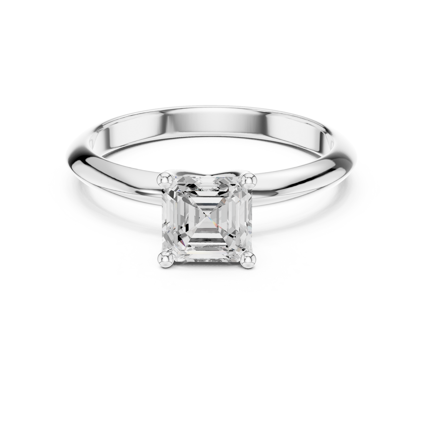 Asscher Cut Classic Solitaire Engagement Ring 1 CTW