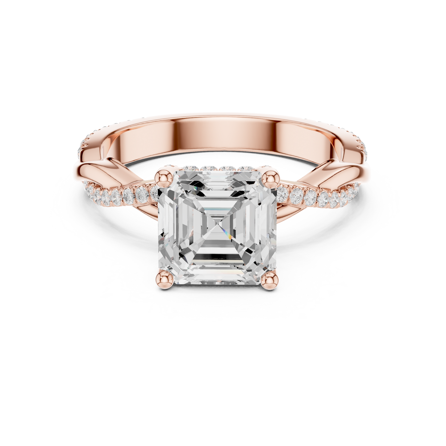 Asscher Cut Twisted Pave Solitaire Engagement Ring 2.3 CTW