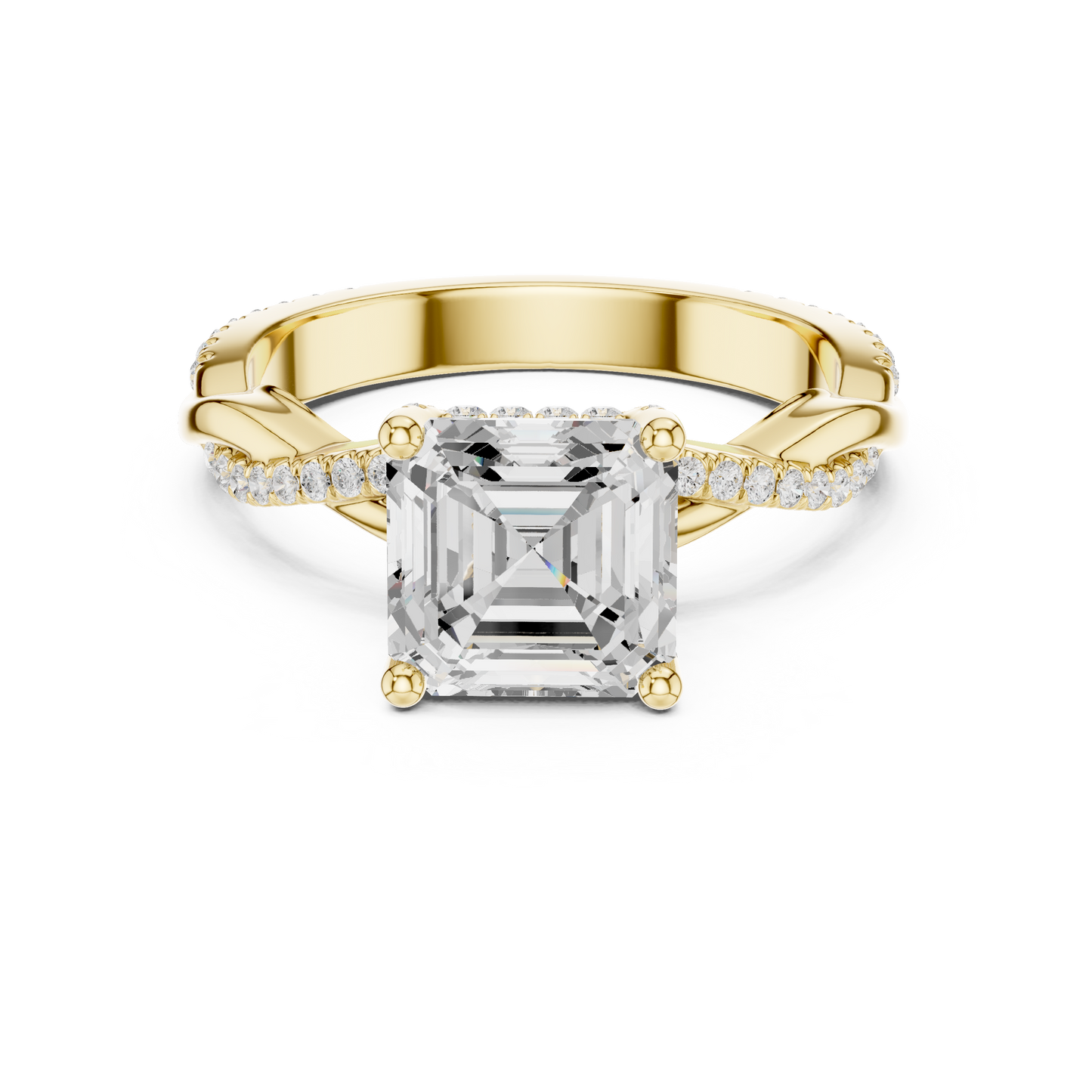 Asscher Cut Twisted Pave Solitaire Engagement Ring 2.3 CTW