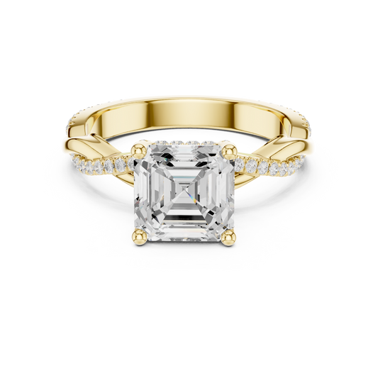 Asscher Cut Twisted Pave Solitaire Engagement Ring 2.3 CTW