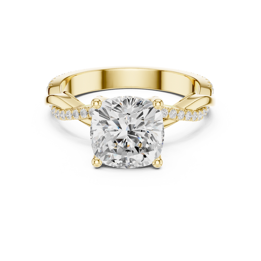 Cushion Cut Twisted Pave Solitaire Engagement Ring 2.3 CTW