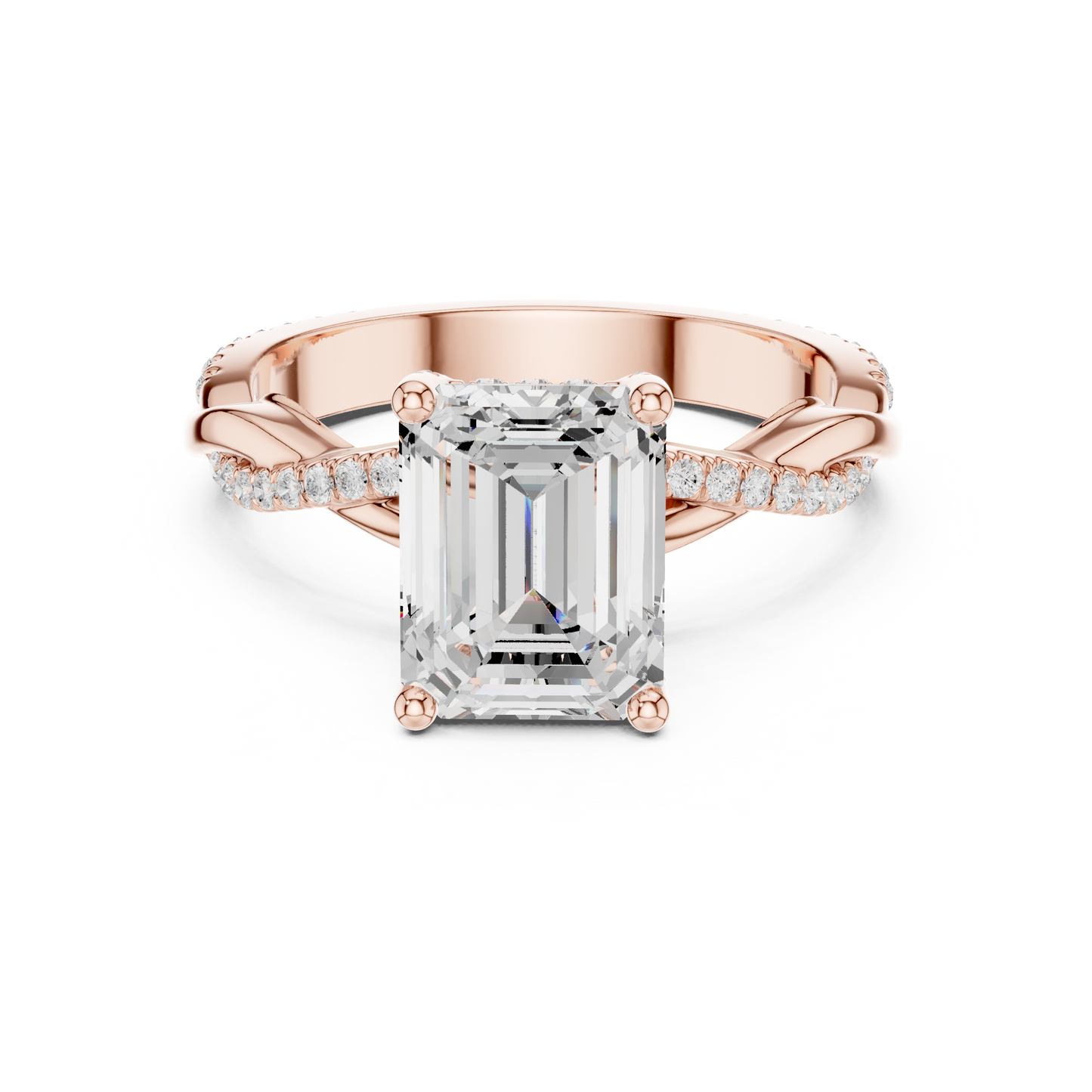 Emerald Cut Twisted Pave Solitaire Engagement Ring 2.3 CTW