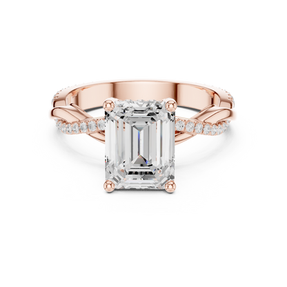 Emerald Cut Twisted Pave Solitaire Engagement Ring 2.3 CTW