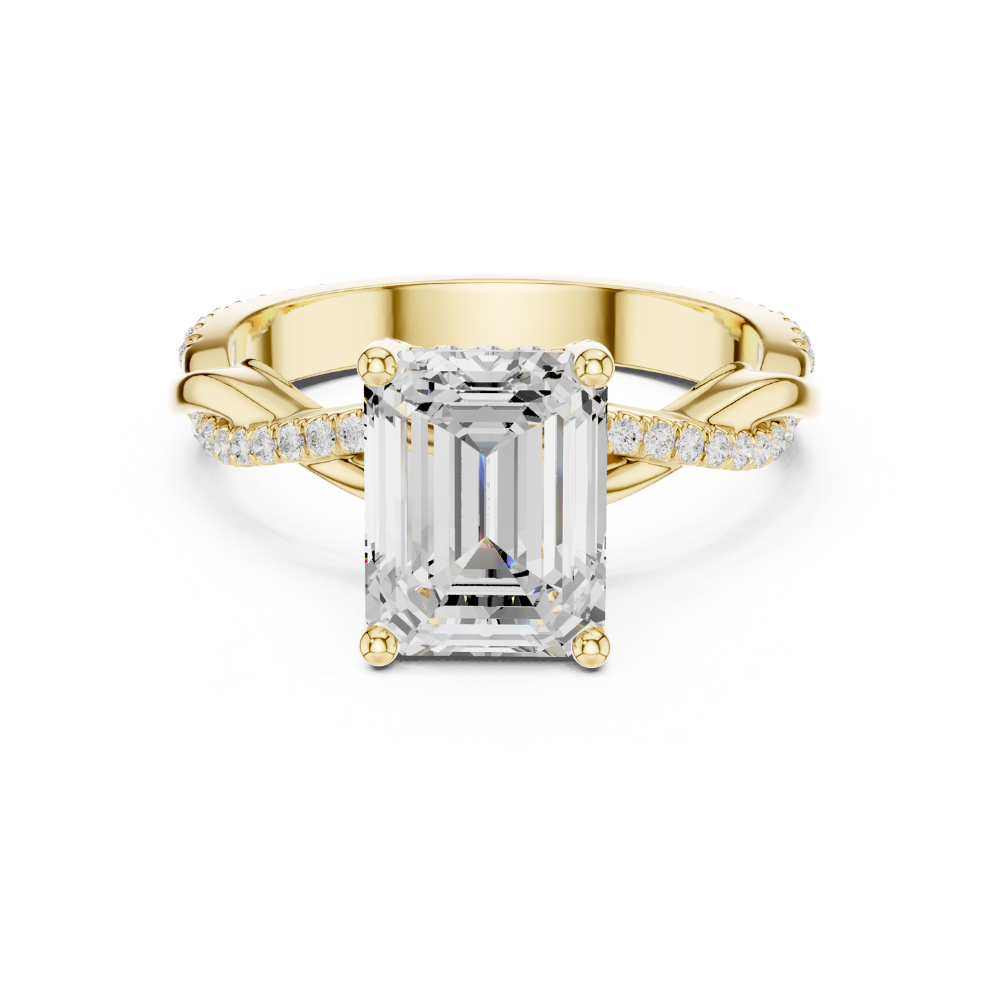 Emerald Cut Twisted Pave Solitaire Engagement Ring 2.3 CTW