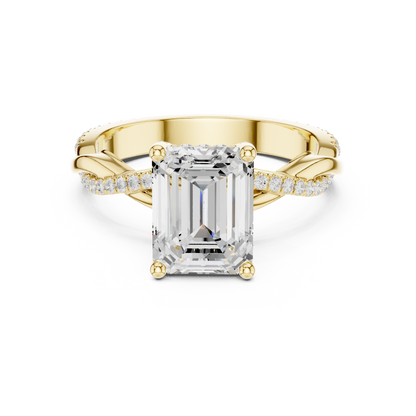 Emerald Cut Twisted Pave Solitaire Engagement Ring 2.3 CTW