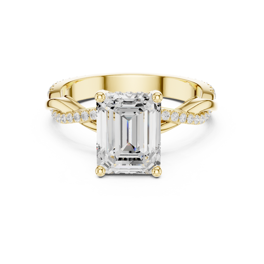 Emerald Cut Twisted Pave Solitaire Engagement Ring 2.3 CTW