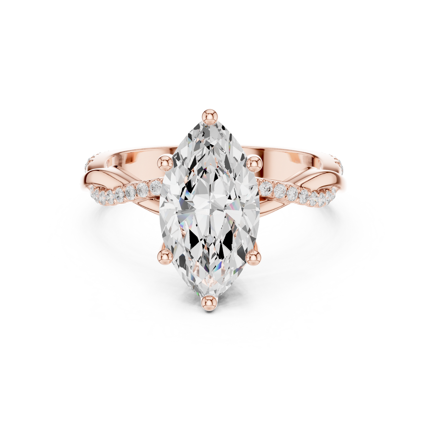 Marquise Cut Twisted Pave Solitaire Engagement Ring 2.3 CTW