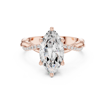 Marquise Cut Twisted Pave Solitaire Engagement Ring 2.3 CTW