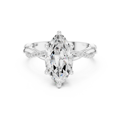 Marquise Cut Twisted Pave Solitaire Engagement Ring 2.3 CTW