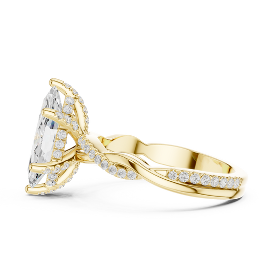 Marquise Cut Twisted Pave Solitaire Engagement Ring 2.3 CTW