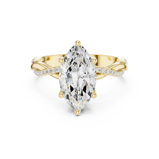 Marquise Cut Twisted Pave Solitaire Engagement Ring 2.3 CTW