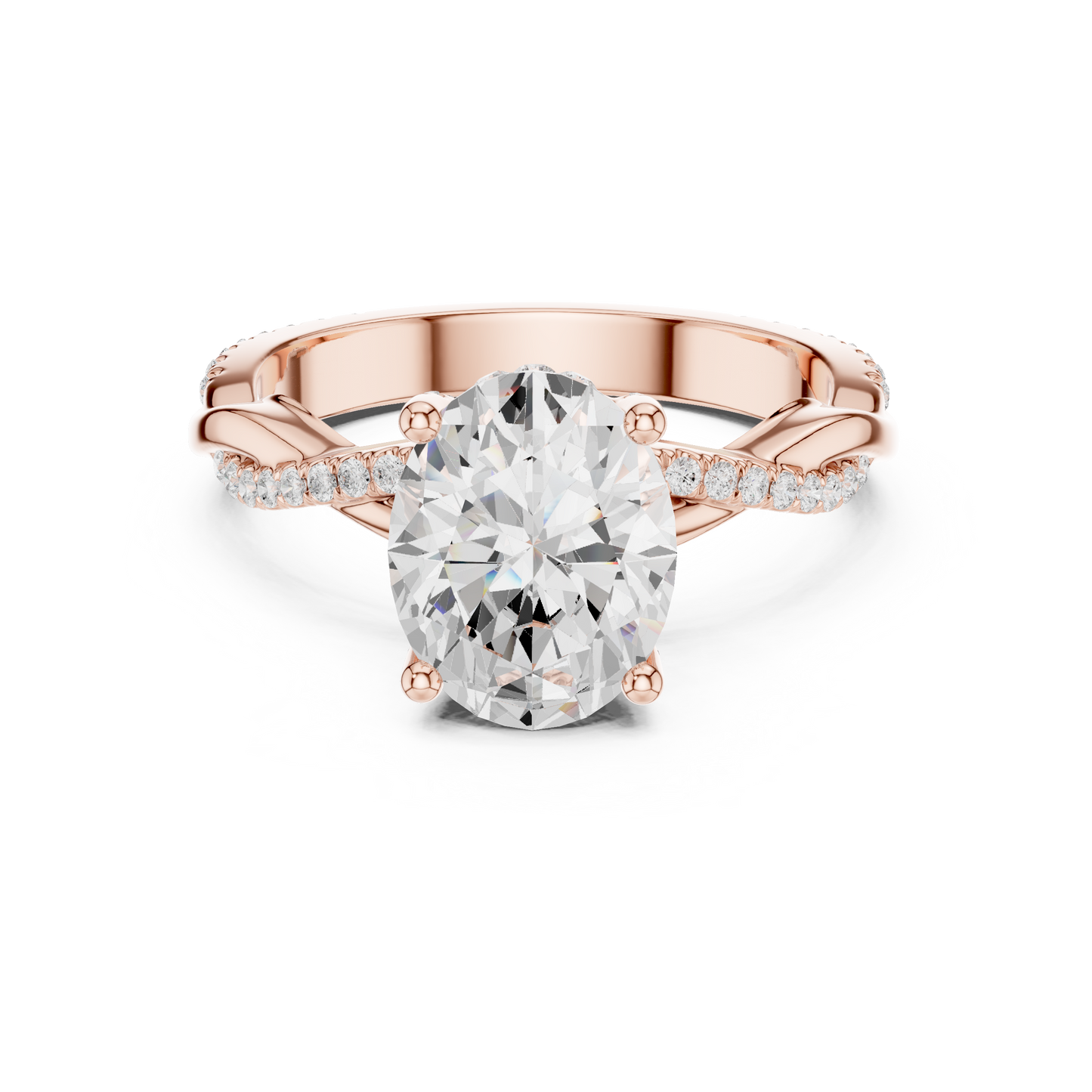 Oval Cut Twisted Pave Solitaire Engagement Ring 2.3 CTW