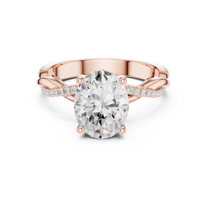 Oval Cut Twisted Pave Solitaire Engagement Ring 2.3 CTW