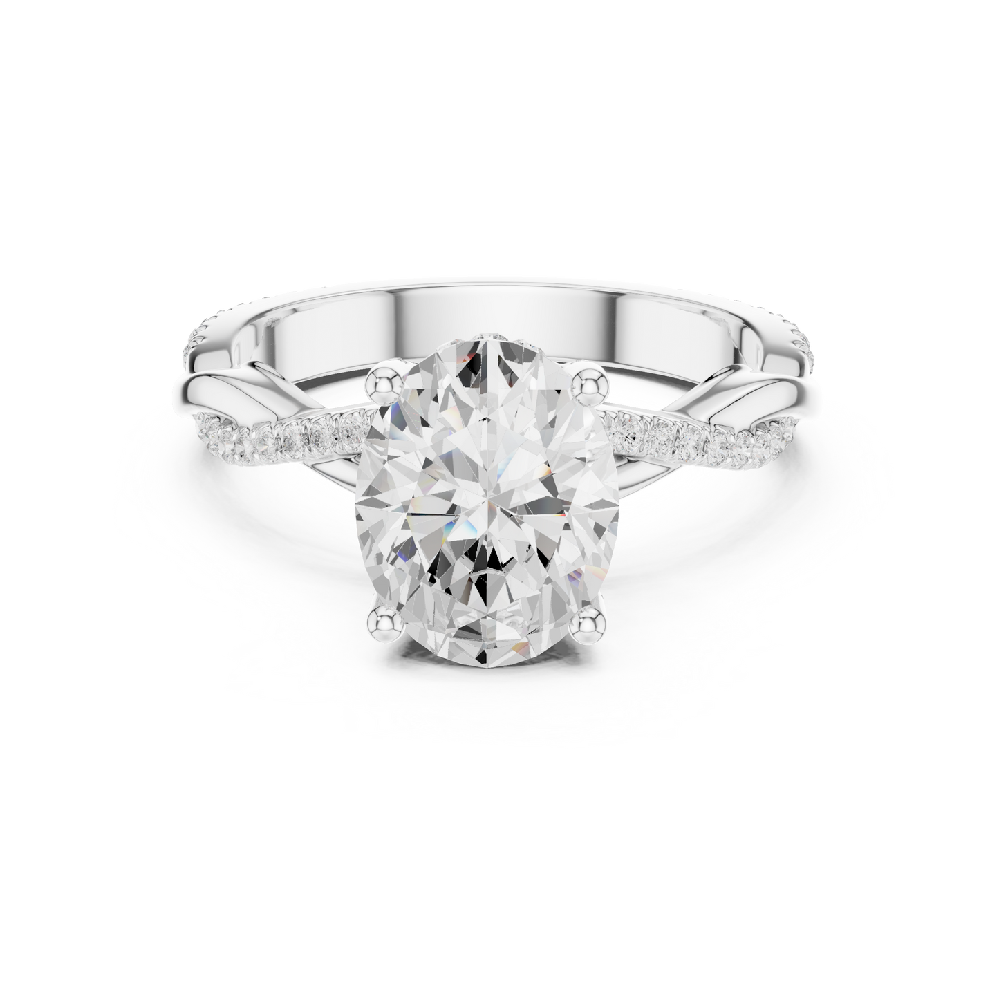 Oval Cut Twisted Pave Solitaire Engagement Ring 2.3 CTW
