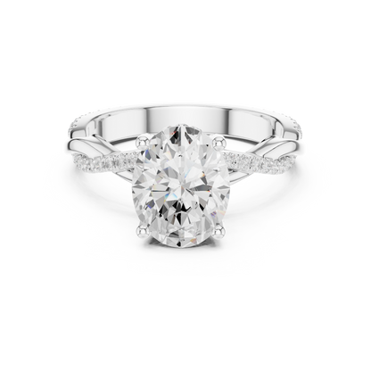 Oval Cut Twisted Pave Solitaire Engagement Ring 2.3 CTW