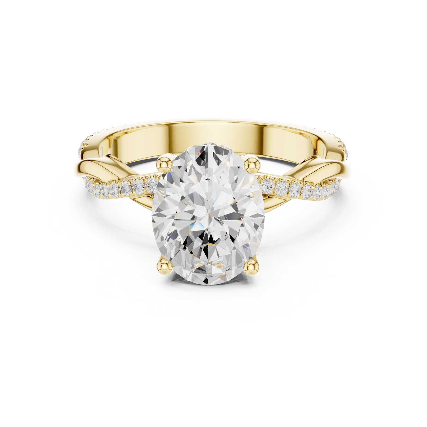 Oval Cut Twisted Pave Solitaire Engagement Ring 2.3 CTW