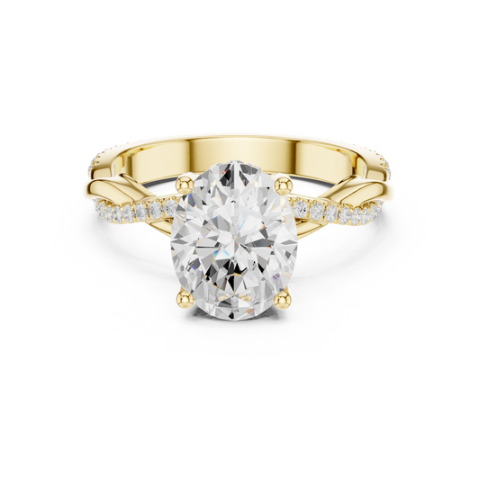 Oval Cut Twisted Pave Solitaire Engagement Ring 2.3 CTW