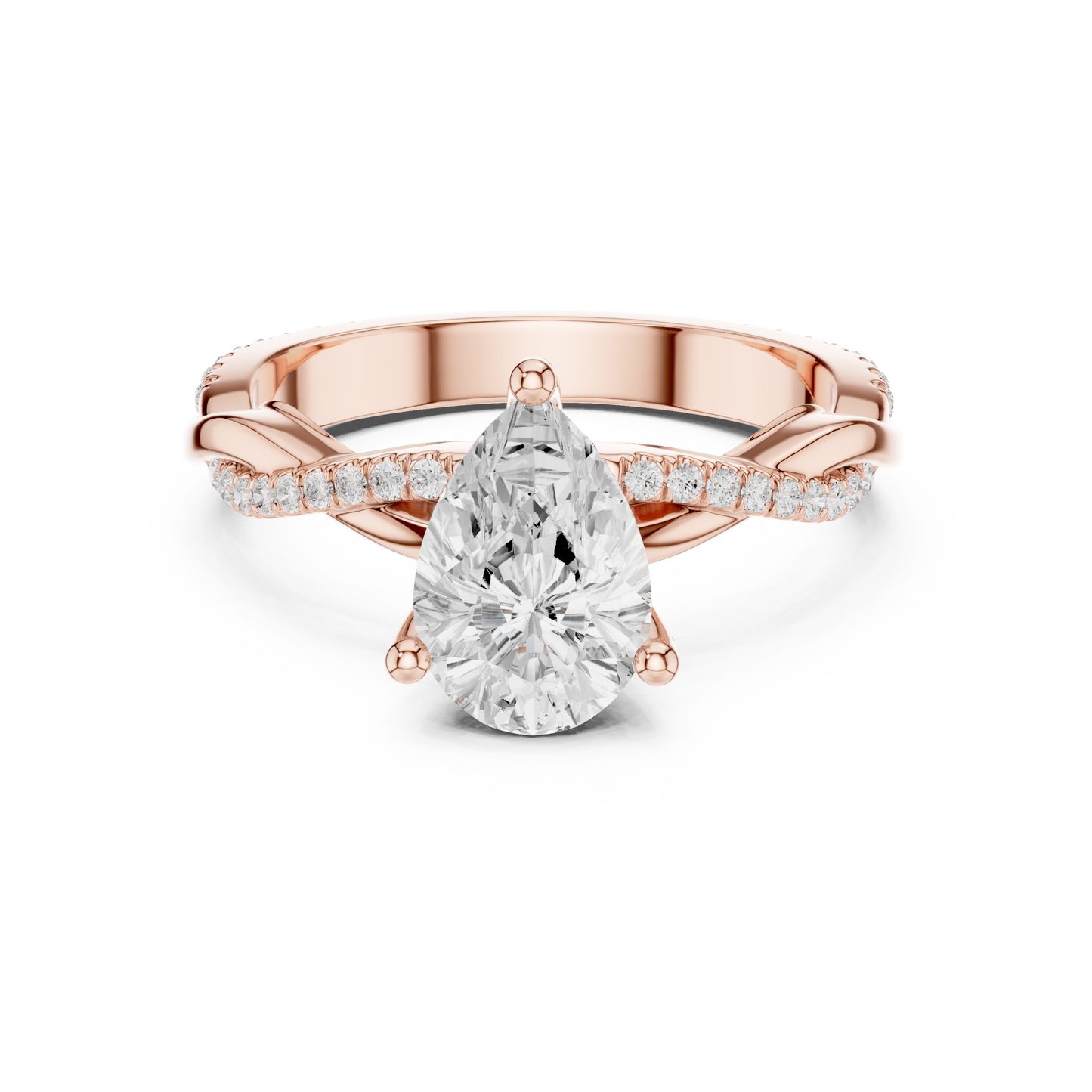 Pear Cut Twisted Pave Solitaire Engagement Ring 2.3 CTW