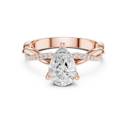 Pear Cut Twisted Pave Solitaire Engagement Ring 2.3 CTW