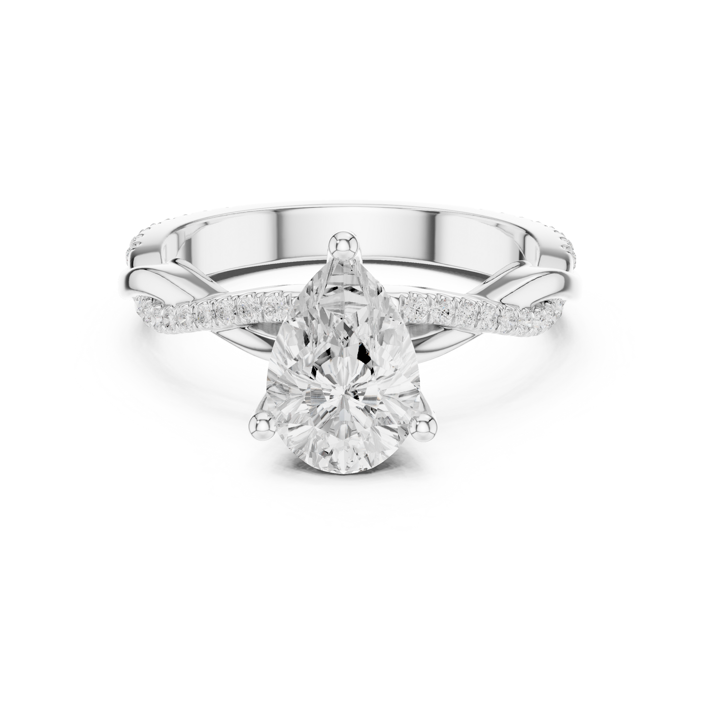 Pear Cut Twisted Pave Solitaire Engagement Ring 2.3 CTW