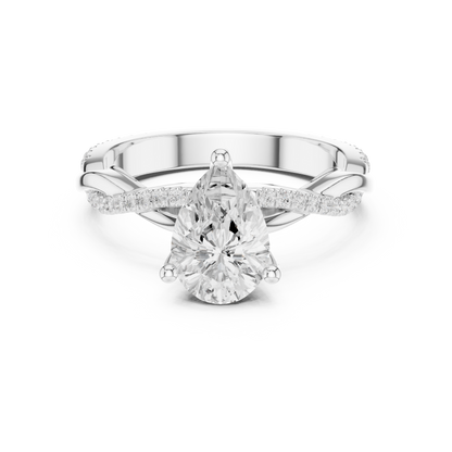 Pear Cut Twisted Pave Solitaire Engagement Ring 2.3 CTW