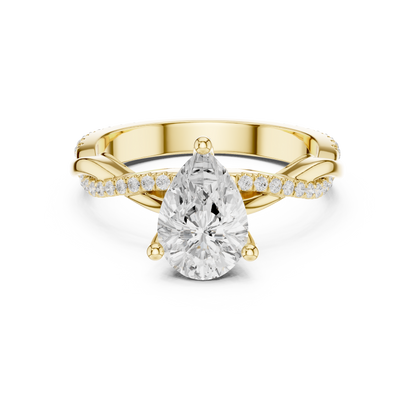 Pear Cut Twisted Pave Solitaire Engagement Ring 2.3 CTW