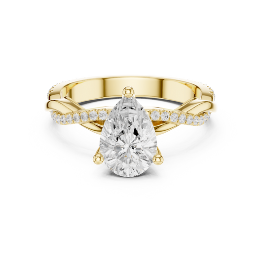 Pear Cut Twisted Pave Solitaire Engagement Ring 2.3 CTW