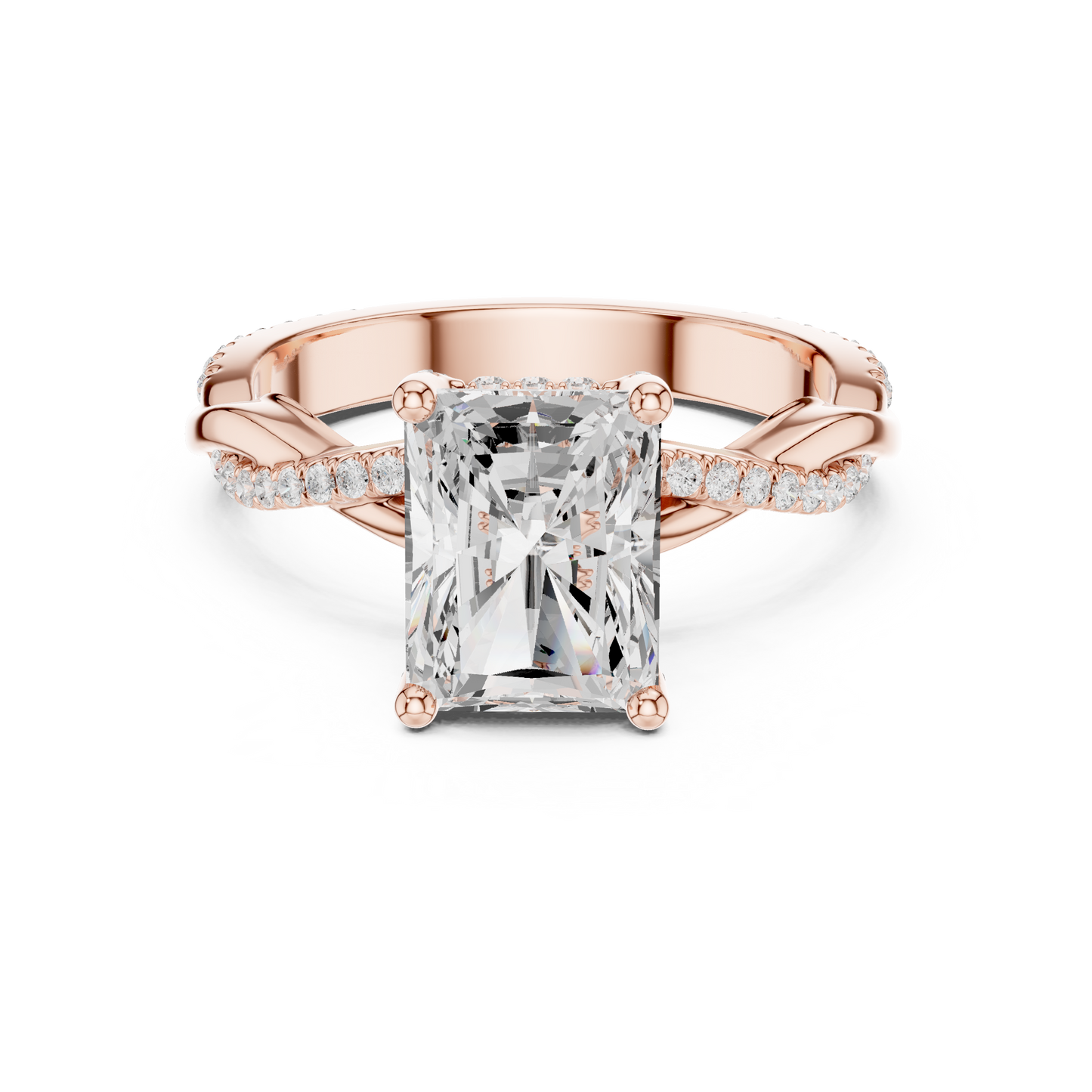 Radiant Cut Twisted Pave Solitaire Engagement Ring 2.3 CTW