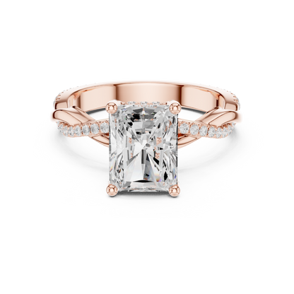 Radiant Cut Twisted Pave Solitaire Engagement Ring 2.3 CTW