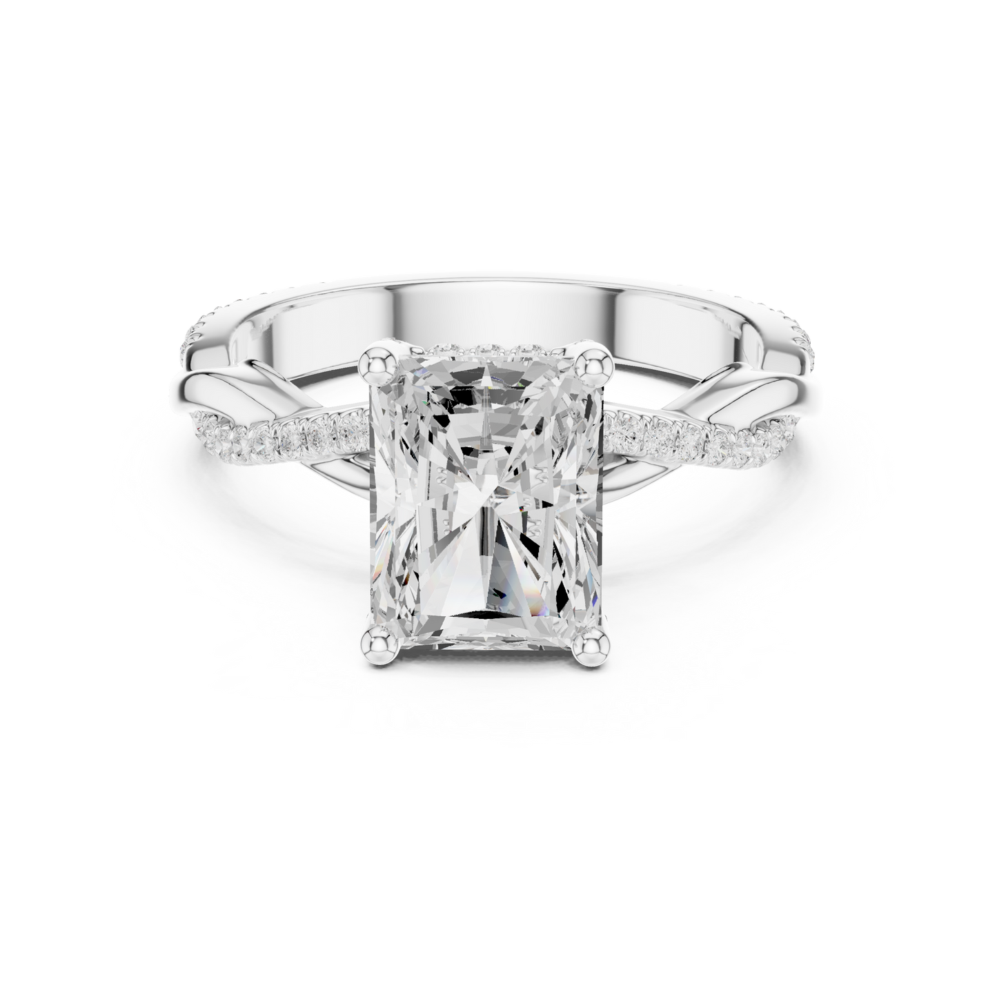 Radiant Cut Twisted Pave Solitaire Engagement Ring 2.3 CTW