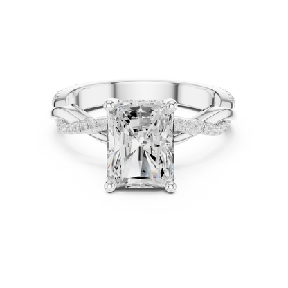 Radiant Cut Twisted Pave Solitaire Engagement Ring 2.3 CTW