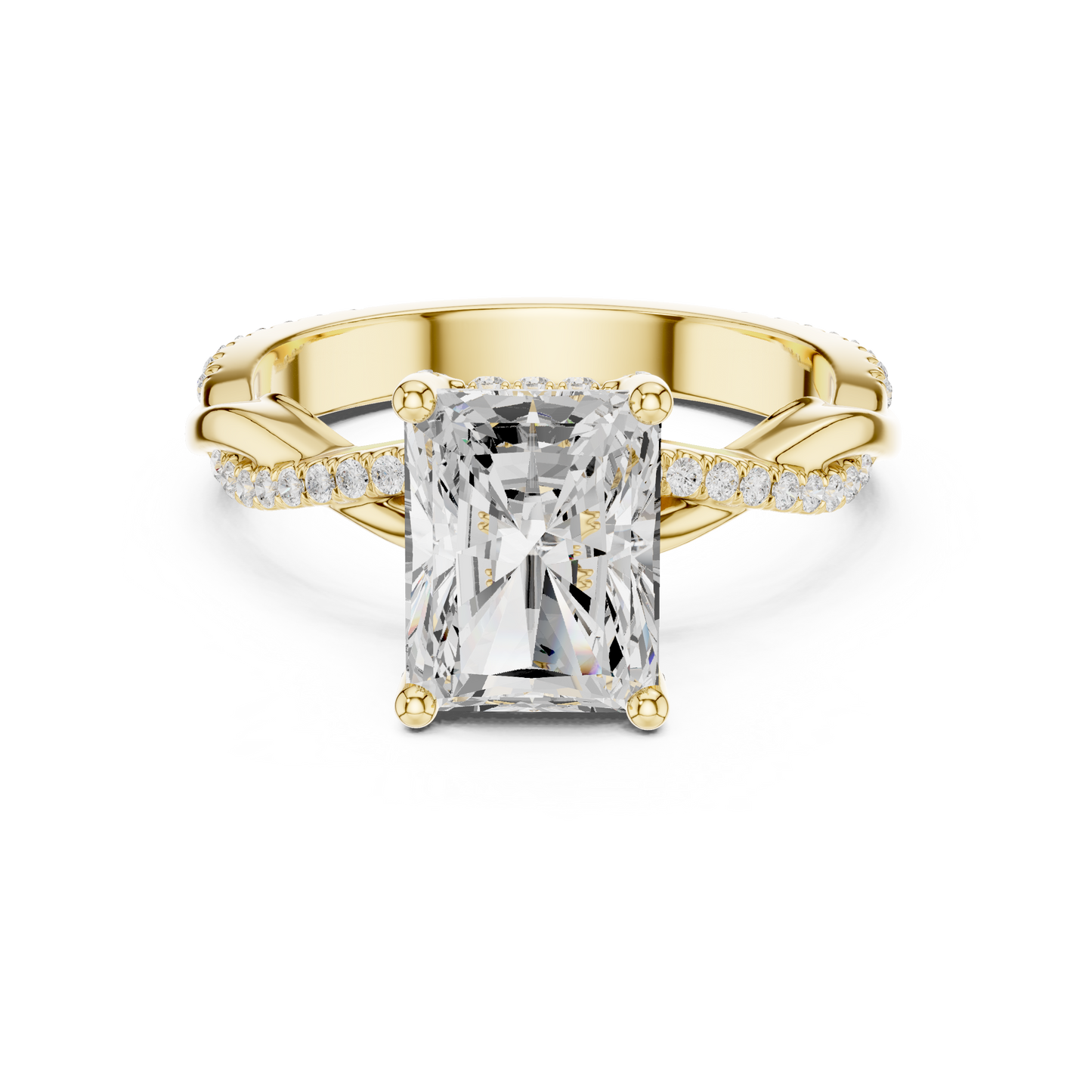 Radiant Cut Twisted Pave Solitaire Engagement Ring 2.3 CTW