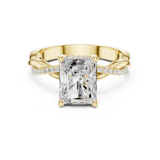 Radiant Cut Twisted Pave Solitaire Engagement Ring 2.3 CTW