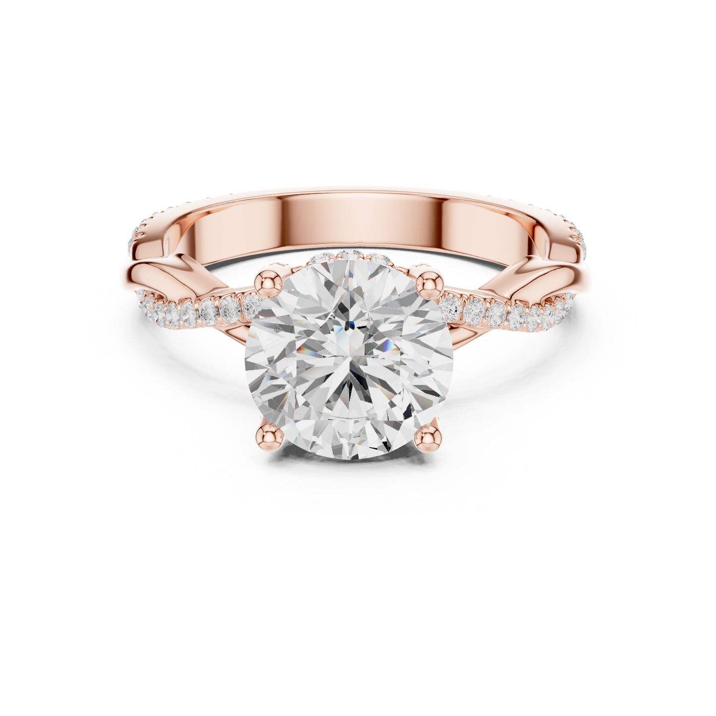Round Cut Twisted Pave Solitaire Engagement Ring 2.3 CTW
