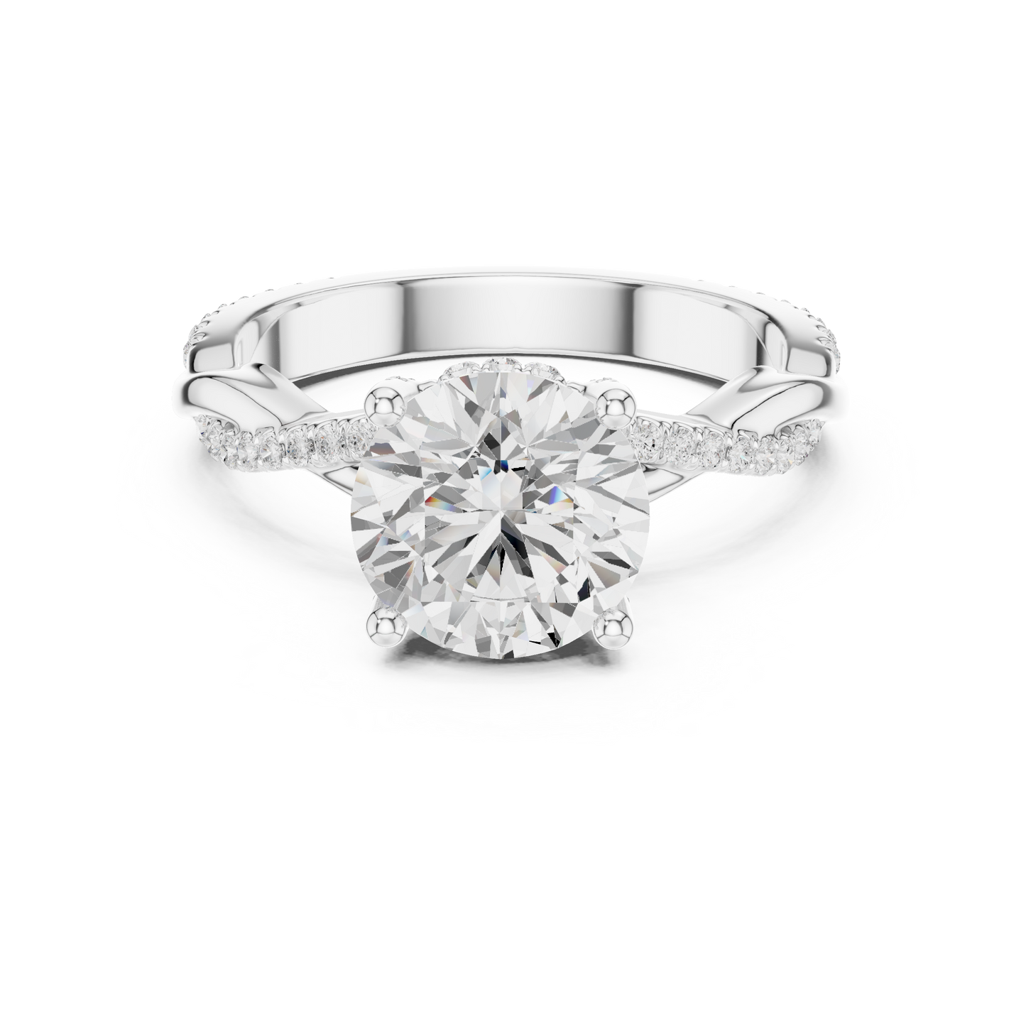 Round Cut Twisted Pave Solitaire Engagement Ring 2.3 CTW