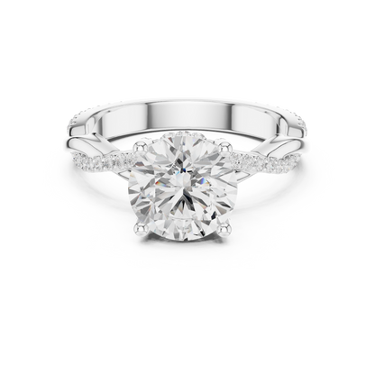 Round Cut Twisted Pave Solitaire Engagement Ring 2.3 CTW