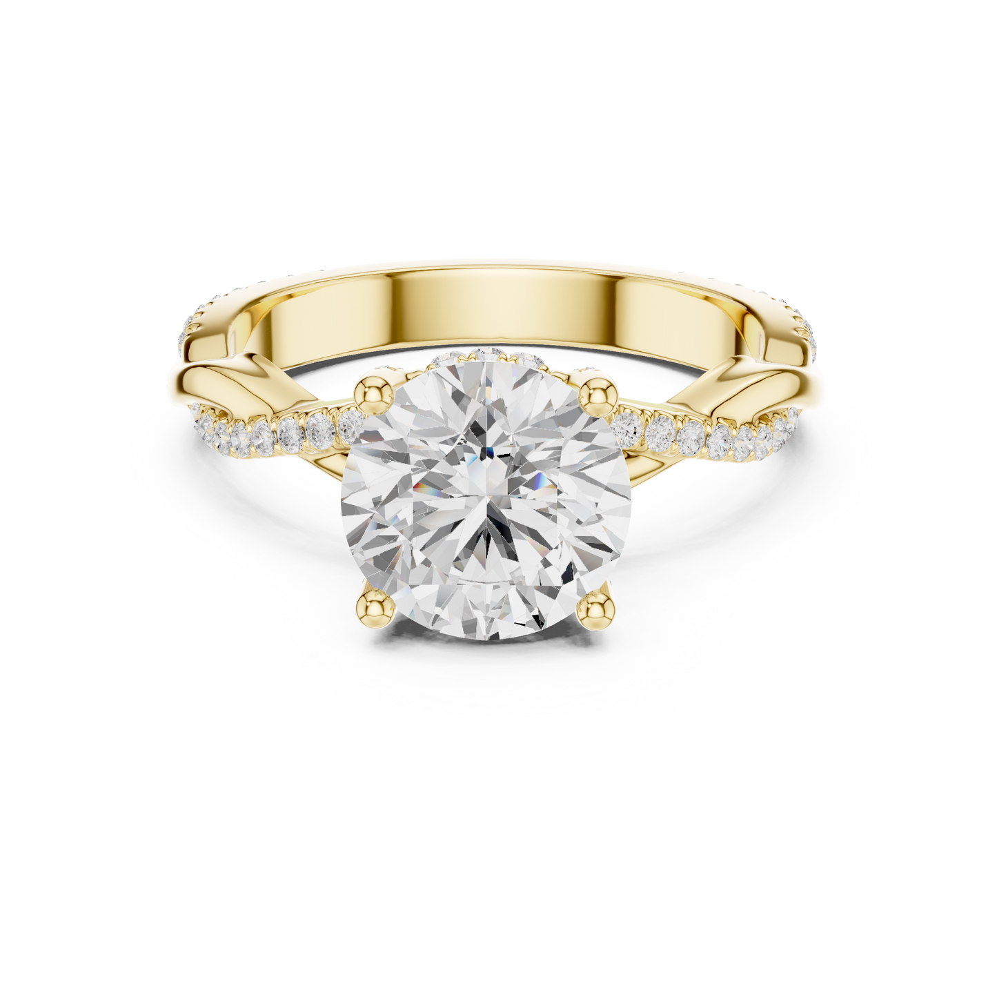 Round Cut Twisted Pave Solitaire Engagement Ring 2.3 CTW