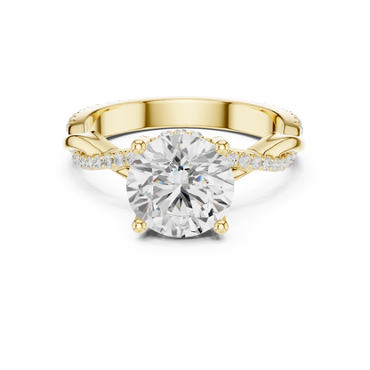 Round Cut Twisted Pave Solitaire Engagement Ring 2.3 CTW