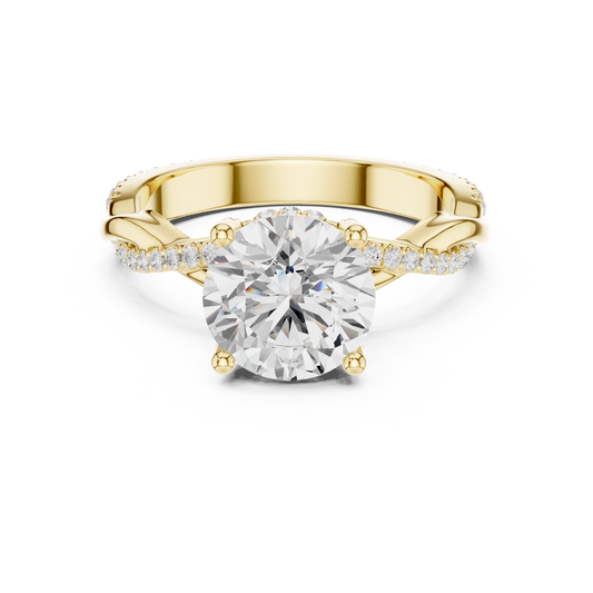 Round Cut Twisted Pave Solitaire Engagement Ring 2.3 CTW
